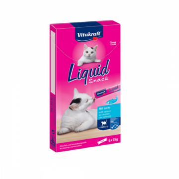 Snack lichid pentru pisici Vitakraft Somon 6x15g PROMO