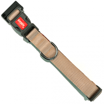 Zgarda caini, bej, din nylon si neopren, reglabila, 34-52 cm x 2 cm