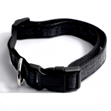 Zgarda caini, neagra, din piele ecologica, reglabila, 31.5-50 cm x 2 cm