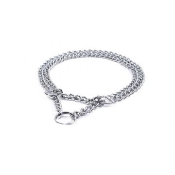 Zgarda caini, neagra, lant dublu, 2.5 cm x 50 cm, pentru caini de talie medie