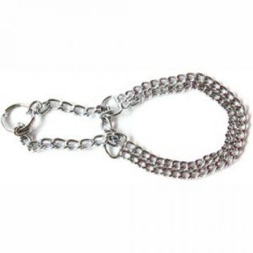 Zgarda caini strangulanta, metalica, eleganta, lant dublu 2.0/40 cm