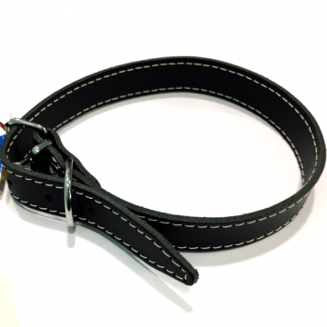 Zgarda din piele, neagra, reglabila, 22 mm x 550 mm