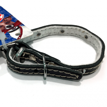 Zgarda din piele, neagra, reglabila, cu tinte, 10 mm x 270 mm