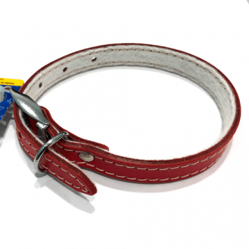 Zgarda din piele, rosie, rezistenta, 15 mm x 400 mm