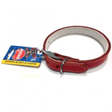 Zgarda din piele, rosie, rezistenta, 20 mm x 470 mm