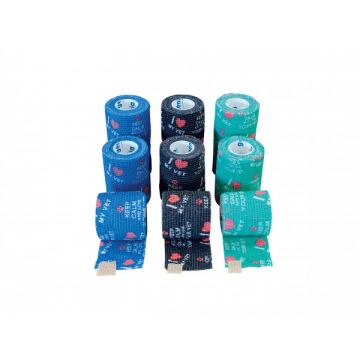 Bandaj elastic coeziv cu modele colorate, fără latex, FUN STRAP®, Genia 7.5CM X 4.5M