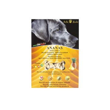 Recompense crocante pentru caini ROLLS ROCKY ROLLS ROCKY BISCUIȚI CU ananas, 300 g