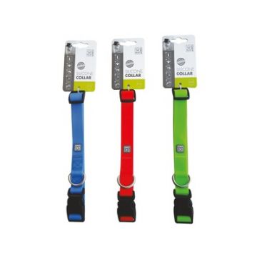 Zgarda caini din silicon, roz, ajustabila, 30-40 cm x 2 cm, marime S