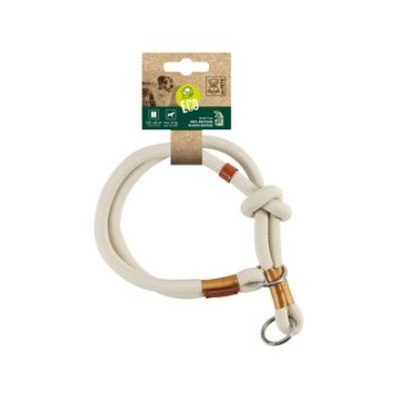 Zgarda pentru caini Eco M-Pets, alba, ajustabila, 0.8 cm x 45 cm