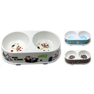 Castron dublu oval melamina 26/14/5 cm