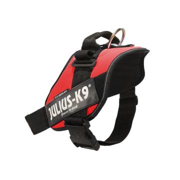 Ham ergonomic K9 Power, rosu, impermeabil, reflectorizant, 63-85 cm, pentru caini cu greutate de 23-30 kg