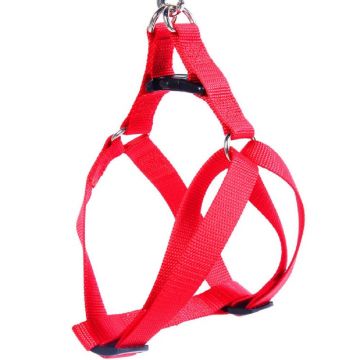 Ham textil, rosu, pentru caini de talie medie, 41-66 cm x 2 cm