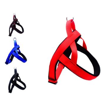 Ham textil sport, negru, ergonomic, pentru caini de talie medie, 35-43 cm x 1.5 cm