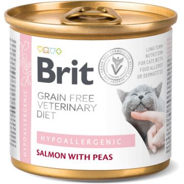 Hrana umeda hipoalergenica pentru pisici Brit Grain Free VD Hypoallergenic, 200 g