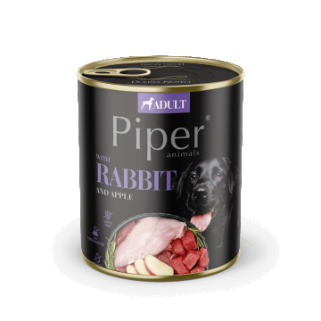 Hrana umeda pentru caini PIPER DOG, iepure si mar, 800g