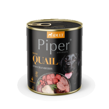 Hrana umeda pentru caini PIPER DOG, prepelita si merisoare, 800g