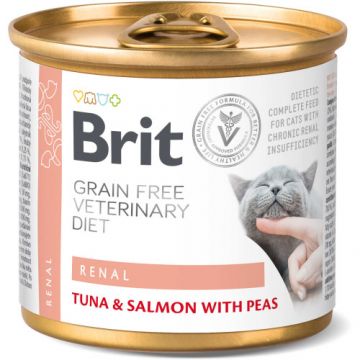 Hrana umeda pentru pisici conserva Brit Grain Free VD Renal Sustinerea functiei renale 200 gr