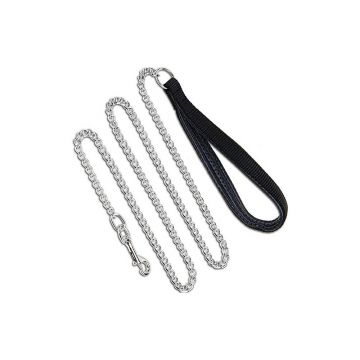 Lesa lant, neagra, maner textil, lungime 1,2 m, pentru caini de talie medie