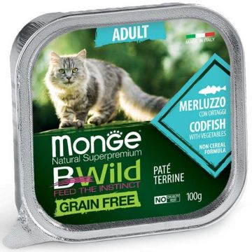 Monge BWild Pate Cat - Hrana umeda super-premium - Cod - 100g