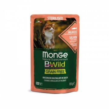 Monge BWild Sterilised Cat - Hrana umeda super-premium - Somon - 85g