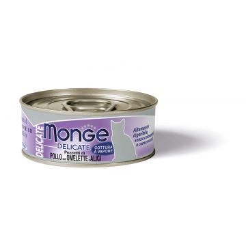 Monge Delicate Cat - Hrana umeda super-premium - Omleta si Ansoa - 80g