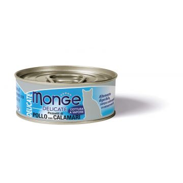 Monge Delicate Cat - Hrana umeda super-premium - Pui si Calamar - 80g