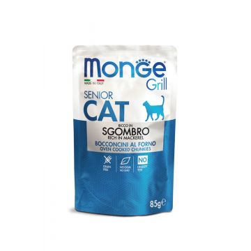 Monge Grill Chunkies Senior Cat - Hrana umeda super-premium - Macrou - 85g