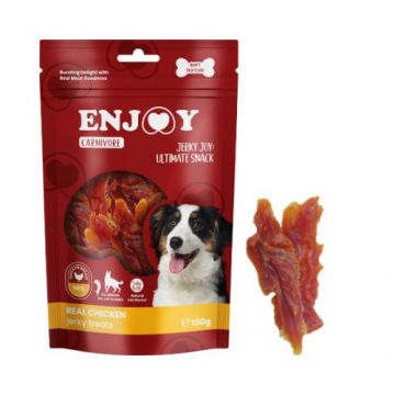 Recompense pentru caini Enjoy Carnivore Real Chicken Jerky Treats cu pui 100 gr
