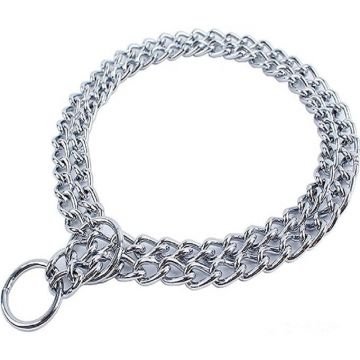 Zgarda strangulanta din lant dublu, metalica, 2.5 mm x 60 cm