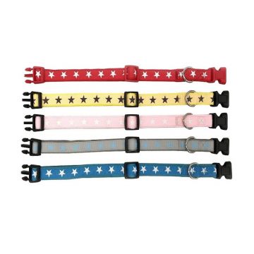 Zgarda textila pentru caini de talie medie, albastra, 16 mm x 45 cm