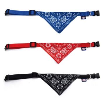 Zgarda textila pentru caini de talie medie, rosie, reglabila, cu esarfa, 35-50 cm x 1,9 cm