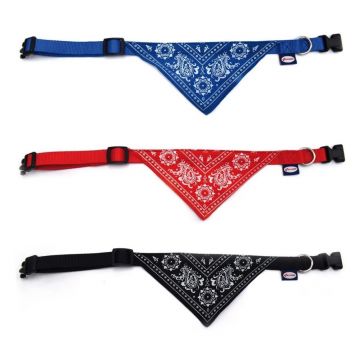 Zgarda textila pentru caini de talie medie, rosie, reglabila, cu esarfa, 40-55 cm x 1.9 cm