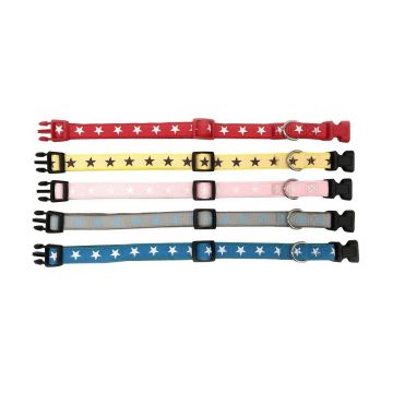 Zgarda textila pentru caini de talie mica, albastra, 10 mm x 35 cm