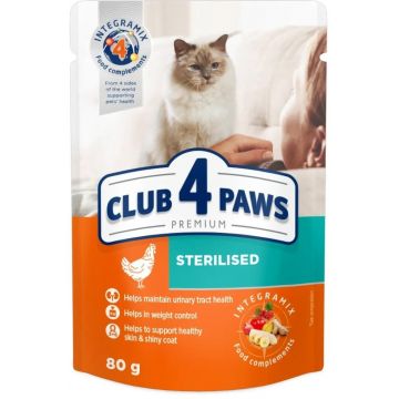 Club 4 Paws Cat Sterilised - Hrana umeda premium - Pui - 80g