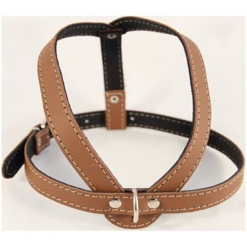 Ham din piele, maro, reglabil, 70-80 cm