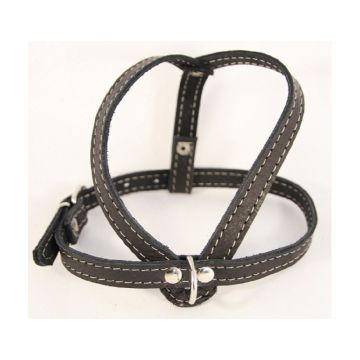 Ham din piele, negru, reglabil, 57-67 cm