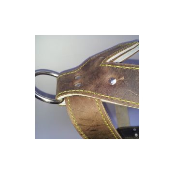 Ham din piele, rosu, pentru caini de talie mare, 85-95 cm