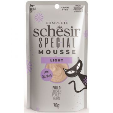 Hrana umeda pentru pisici Schesir Special Light Plic Mousse cu Pui, Pachet 10 X 70 g