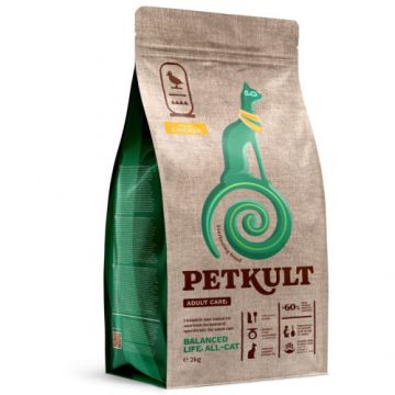 Hrana uscata Petkult Adult Care Balanced Life All-Cat pentru pisici cu Pui 2kg