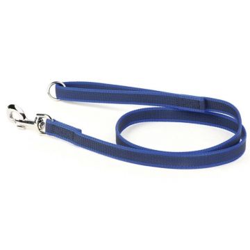 Lesa antiderapanta, albastra, compatibila cu zgarda textila, lungime 2 x 120 cm, pentru caini cu greutate de pana la 50 kg