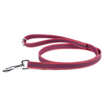 Lesa antiderapanta, rosie, compatibila cu zgarzi textile, lungime 120 cm, pentru caini cu greutate de pana la 50 kg