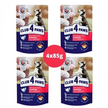 Multipack Club 4 Paws Puppy - Hrana umeda premium - Curcan - 4x85g