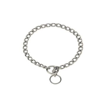 Zgarda strangulanta din lant metalic, argintie, pentru caini de talie medie si mare, grosime 3 mm, lungime 75 cm