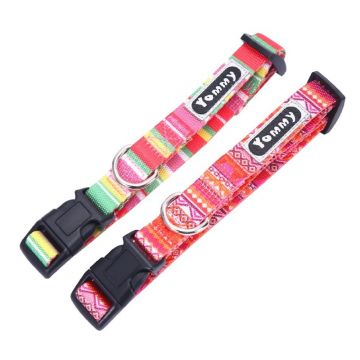 Zgarda textila pentru caini de talie medie, eleganta, reglabila, 25 mm x 40-55 cm