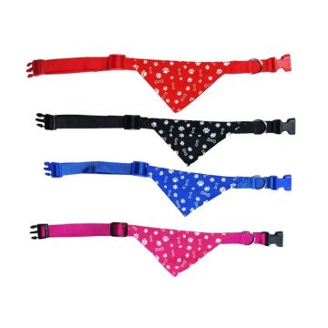 Zgarda textila pentru caini de talie medie, rosie, reglabila, 30-45 cm x 1,5 cm