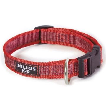 Zgarda textila pentru caini de talie mica, rosie, reglabila, 27-42 cm x 2 cm