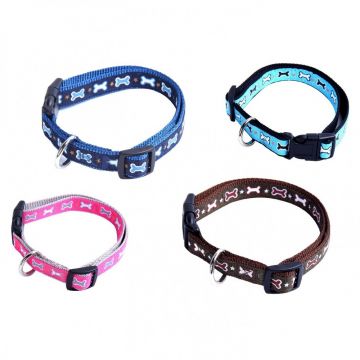 Zgarda textila pentru caini de talie mica, roz, ajustabila, 18-30 cm x 1 cm