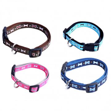 Zgarda textila pentru caini de talie mica si medie, roz, ajustabila, 28-40 cm x 1.5 cm