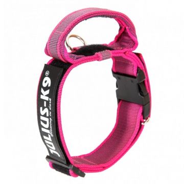 Zgarda textila, roz, reglabila, 4 cm x 38-53 cm