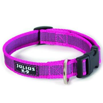 Zgarda textila, roz, rezistenta la rupere, ajustabila, 39-65 cm x 2,5 cm